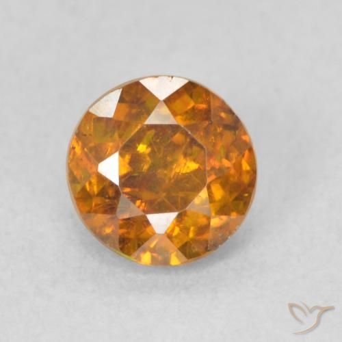0.77ct 자연스러운 어스 오렌지 섬아연석, 둥근, SI