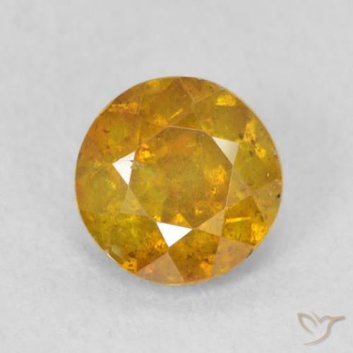 0.84ct 자연스러운 골든 오렌지 섬아연석, 둥근, SI