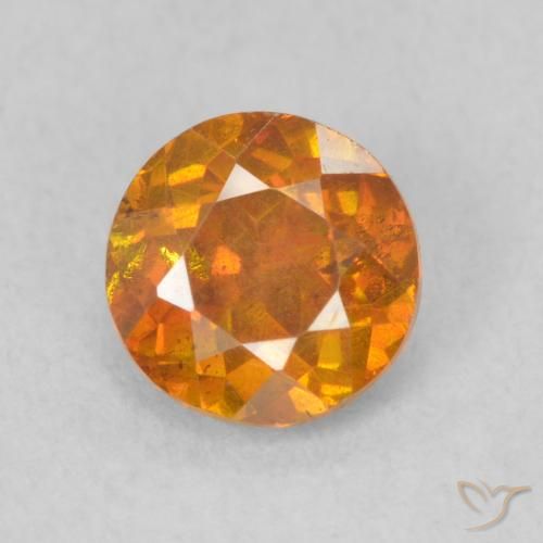 0.77ct 자연스러운 앰버 오렌지 섬아연석, 둥근, SI