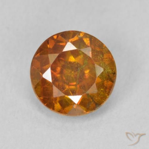 1.26ct 자연스러운 갈색 오렌지 섬아연석, 둥근, SI