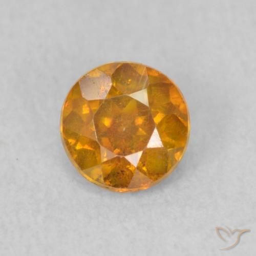 0.52ct 자연스러운 살구 오렌지 섬아연석, 둥근, SI