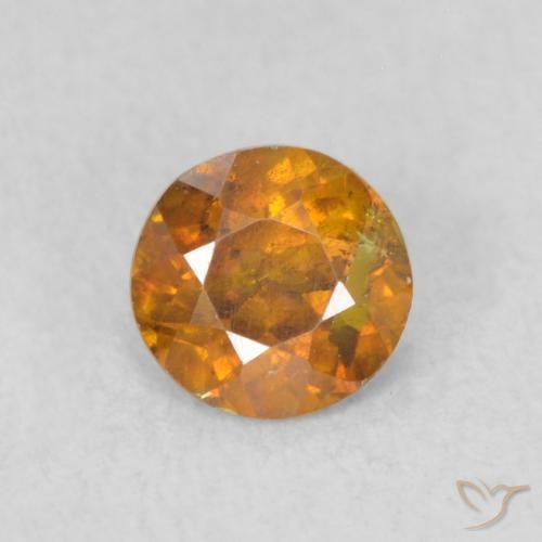 0.47ct 자연스러운 갈색 오렌지 섬아연석, 둥근, SI