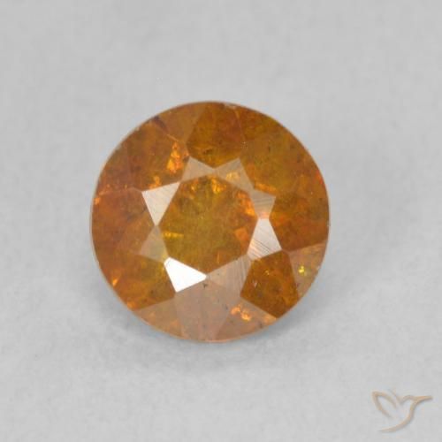 1.04ct 자연스러운 딥 오렌지 섬아연석, 둥근, SI