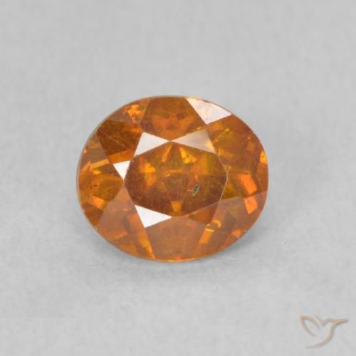 0.72ct 자연스러운 딥 오렌지 섬아연석, 타원형, SI
