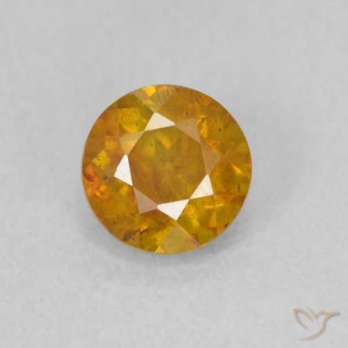 0.66ct 자연스러운 허니 오렌지 섬아연석, 둥근, SI