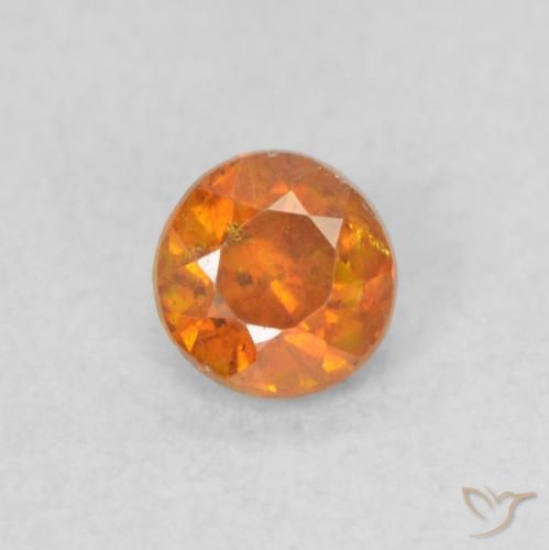 0.34ct 자연스러운 앰버 오렌지 섬아연석, 둥근, SI