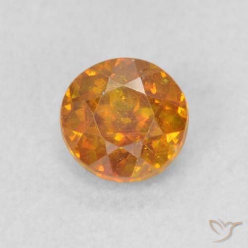0.48ct 자연스러운 갈색 오렌지 섬아연석, 둥근, SI
