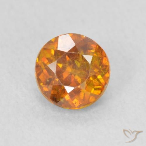 0.84ct 자연스러운 갈색 오렌지 섬아연석, 둥근, SI