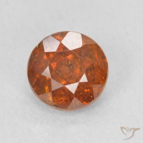 1.28ct 자연스러운 붉은 오렌지 섬아연석, 둥근, SI