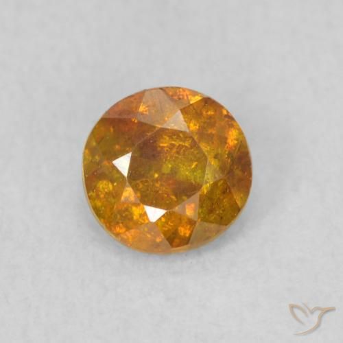 0.47ct 자연스러운 갈색 오렌지 섬아연석, 둥근, SI