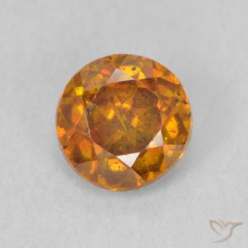 0.73ct 자연스러운 갈색 오렌지 섬아연석, 둥근, SI