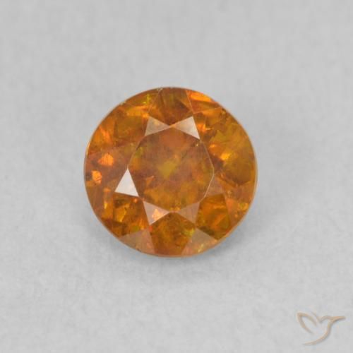 0.53ct 자연스러운 미디엄 오렌지 섬아연석, 둥근, SI