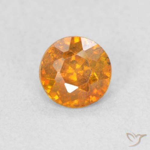 0.45ct 자연스러운 허니 오렌지 섬아연석, 둥근, VS-SI