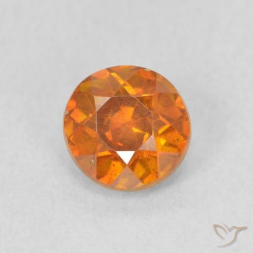 0.75ct 자연스러운 노란 오렌지 섬아연석, 둥근, VS-SI