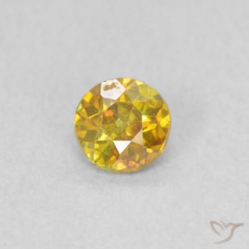 0.24ct 자연스러운 골든 오렌지 섬아연석, 둥근, VS-SI
