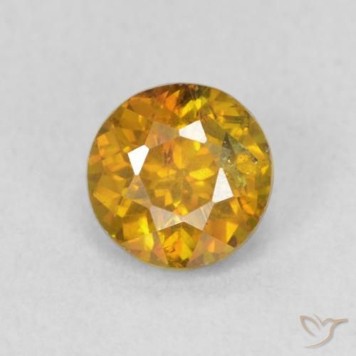 0.80ct 자연스러운 골든 오렌지 섬아연석, 둥근, VS-SI
