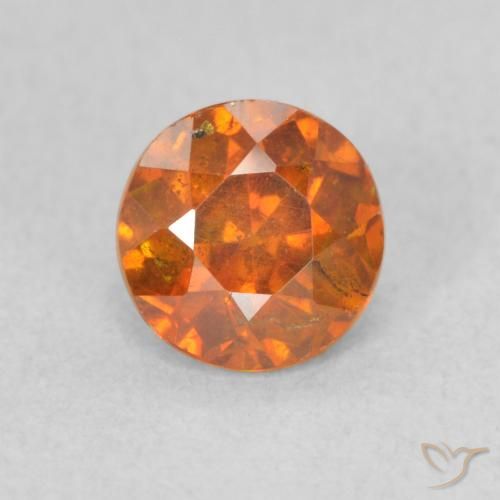 0.83ct 자연스러운 딥 오렌지 섬아연석, 둥근, VS-SI