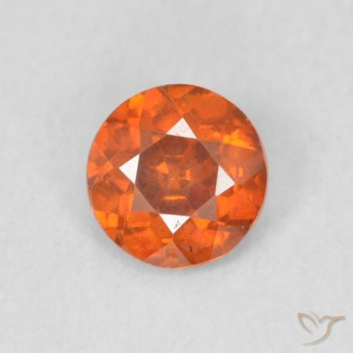 0.43ct 자연스러운 미디엄 오렌지 섬아연석, 둥근, VS-SI