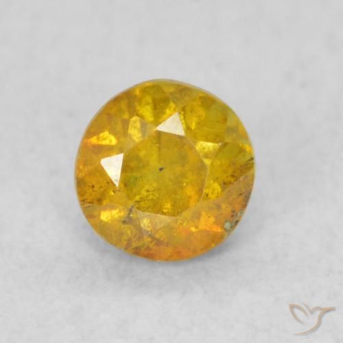 0.35ct 자연스러운 골든 오렌지 섬아연석, 둥근, SI