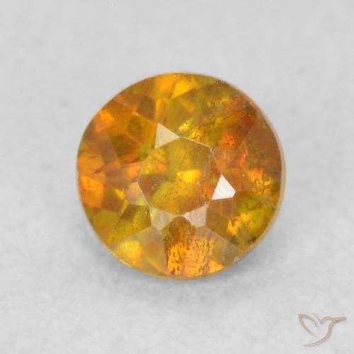 0.40ct 자연스러운 허니 오렌지 섬아연석, 둥근, SI