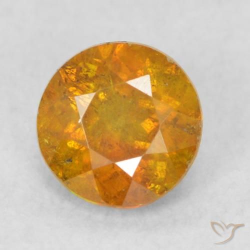 0.56ct 자연스러운 갈색 오렌지 섬아연석, 둥근, SI