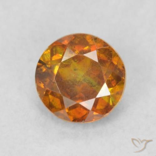0.45ct 자연스러운 갈색 오렌지 섬아연석, 둥근, SI