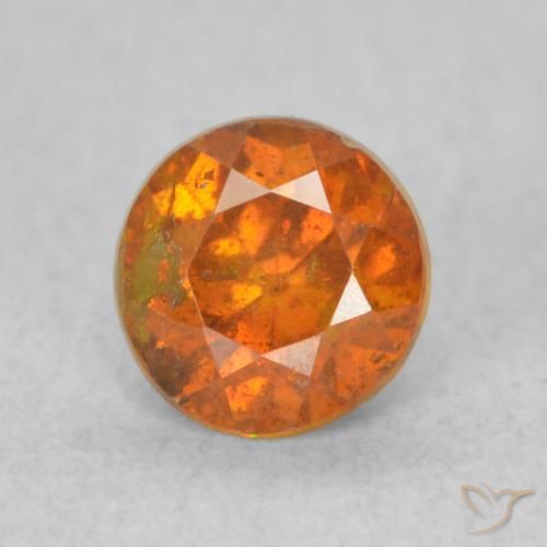 0.63ct 자연스러운 미디엄 오렌지 섬아연석, 둥근, SI