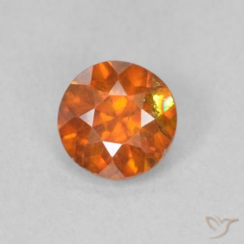 0.42ct 자연스러운 딥 오렌지 섬아연석, 둥근, SI