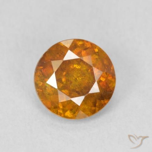 0.87ct 자연스러운 갈색 오렌지 섬아연석, 둥근, SI