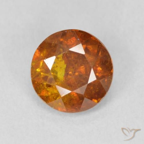 1.14ct 자연스러운 갈색 오렌지 섬아연석, 둥근, SI