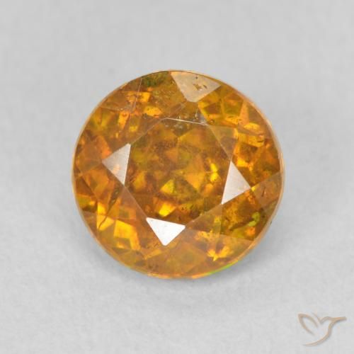1.37ct 자연스러운 딥 오렌지 섬아연석, 둥근, SI