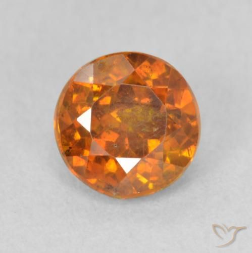 0.89ct 자연스러운 딥 오렌지 섬아연석, 둥근, SI