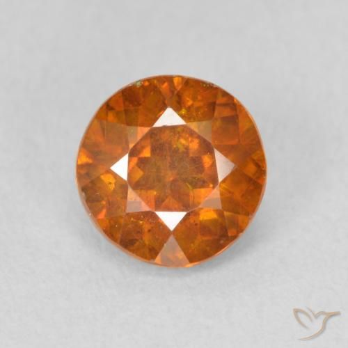 1.10ct 자연스러운 미디엄 오렌지 섬아연석, 둥근, SI
