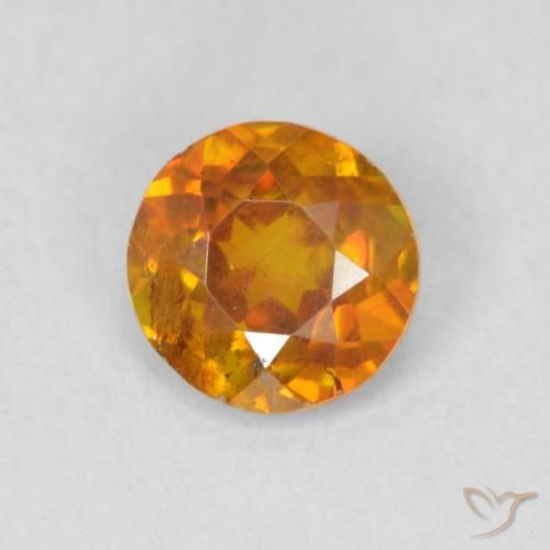 0.54ct 자연스러운 갈색 오렌지 섬아연석, 둥근, SI