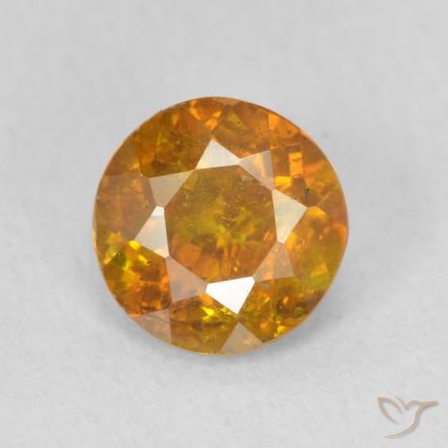 1.11ct 자연스러운 미디엄 오렌지 섬아연석, 둥근, SI
