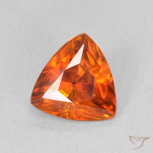 1.61캐럿 천연 앰버 오렌지 스팔레라이트, 트릴리언, 7.4×7.1 mm, VS-SI