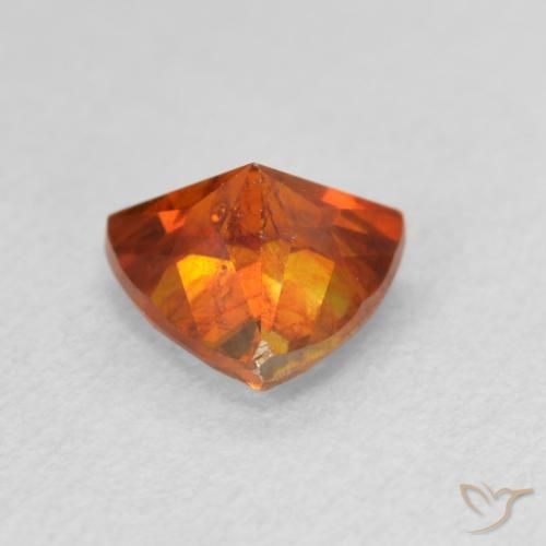1.61캐럿 천연 앰버 오렌지 스팔레라이트, 트릴리언, 7.4×7.1 mm, VS-SI