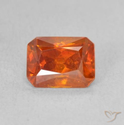 1.40ct 자연스러운 파이어 오렌지 섬아연석, 에메랄드 컷, VS-SI