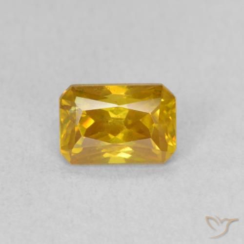 0.96ct 자연스러운 골든 오렌지 섬아연석, 에메랄드 컷, VS-SI