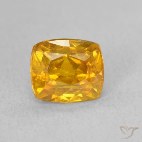 1.71ct 자연스러운 오렌지-골드 섬아연석, 방석, VS-SI