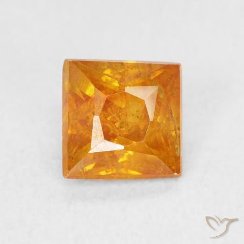 0.85ct 자연스러운 미디엄 오렌지 섬아연석, 정사각형, SI