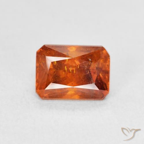 1.81ct 자연스러운 앰버 오렌지 섬아연석, 에메랄드 컷, SI