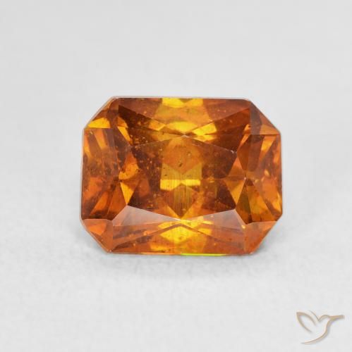 2.75ct 자연스러운 Medium Dark-Orange 섬아연석, 에메랄드 컷, SI