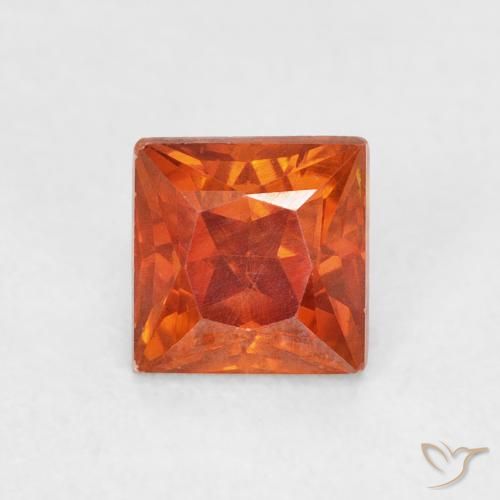 1.08ct 자연스러운 파이어 오렌지 섬아연석, 정사각형, SI