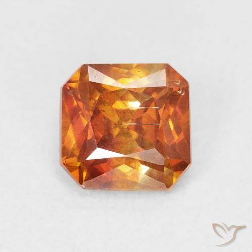1.21ct 자연스러운 Medium Dark-Orange 섬아연석, 에메랄드 컷, SI