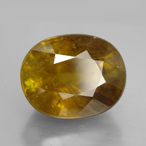 11.45캐럿 천연 골든 옐로우 스펜(티타나이트), 타원형 컷, 14.4×11.4 mm, SI