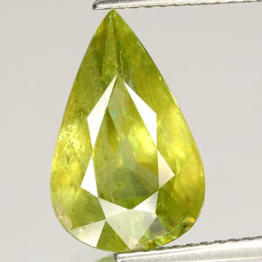 5.24캐럿 천연 노란빛 그린 스펜(티타나이트), 배 모양, 14.5×9.3 mm, SI