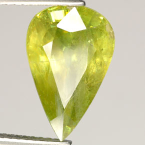 5.24캐럿 천연 노란빛 그린 스펜(티타나이트), 배 모양, 14.5×9.3 mm, SI