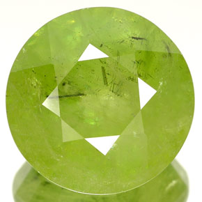 7.01캐럿 천연 라임 그린 스펜(티타나이트), 라운드 컷, 12.01 mm, SI