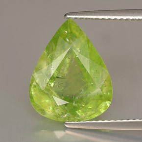 6.05캐럿 천연 라임 그린 스펜(티타나이트), 배 모양, 14.3×11.5 mm, SI-I1